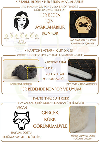 Mağazam Online Russian Style Long Fur Trendy Kalpak Hat Winter Plush Vegan Faux Fur