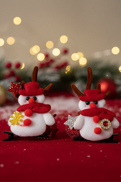 Jaida Moda Set de 2 cleme de Crăciun cu figurine de Moș Crăciun și corn de ren