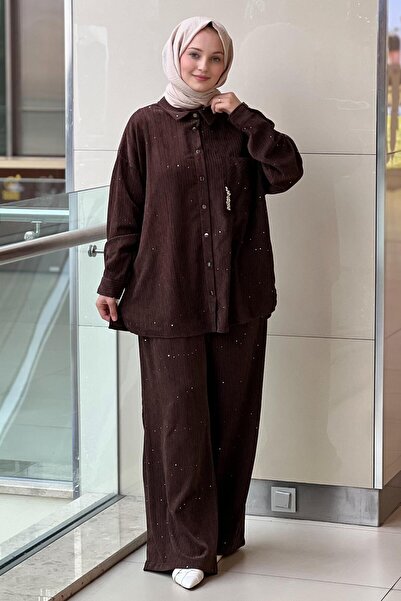 Ceremony Set de pantaloni cu tunica Queen cu o singură buzunară și brodate