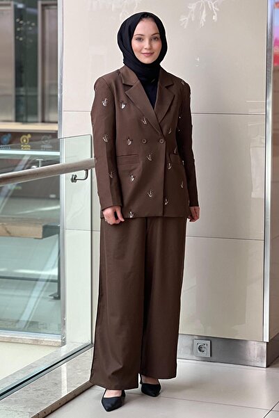 Ghisa Floral Patterned Sequin Embroidered Jacket Pants Set