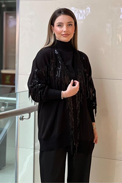 Ghisa Decorated Cardigan with Knitted Detail