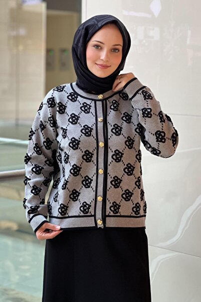 Ghisa Rose Patterned Knitwear Cardigan