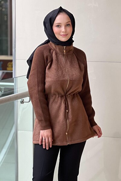 Mahal Tricotaj croșetat cu mâneci raglan, combinație de tricotaj și palton