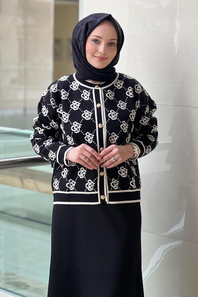 Ghisa Rose Patterned Knitwear Cardigan