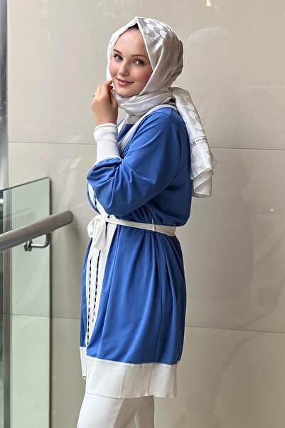 Ghisa Knitwear Rib Detail Belted Inner Outer Double Set