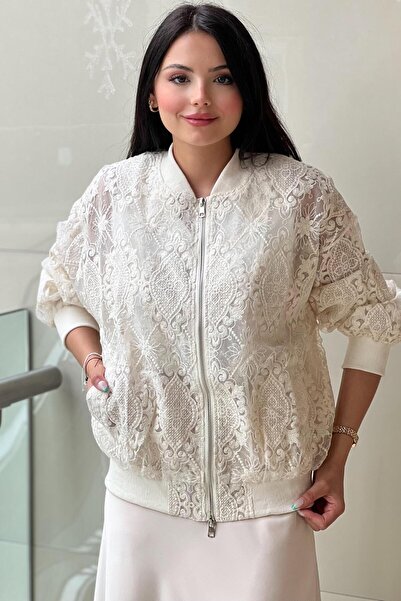 Mahal Ethnic Pattern Laced Bomber Jacket