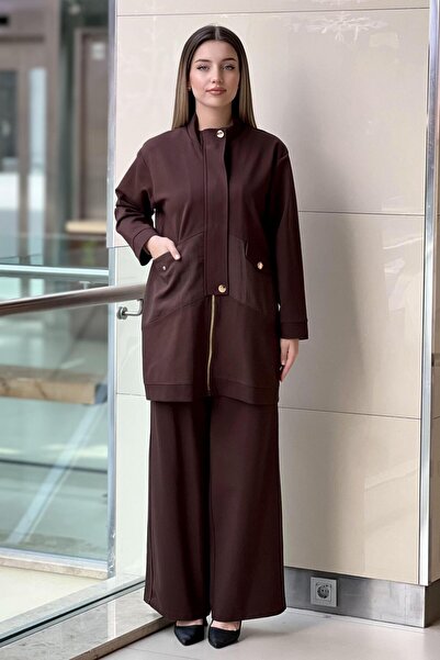 Ceremony Front Zippered Half Placket Steel Knitted Suit