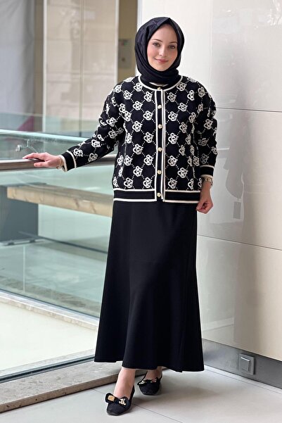 Ghisa Rose Patterned Knitwear Cardigan