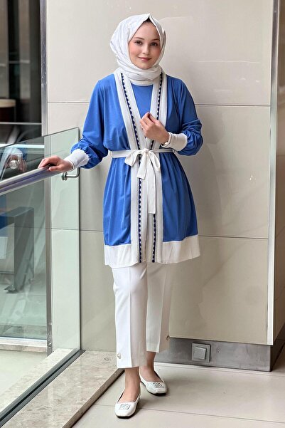 Ghisa Knitwear Rib Detail Belted Inner Outer Double Set