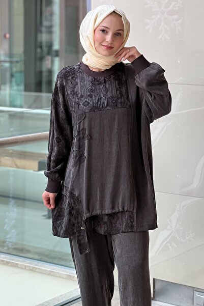 Ghisa Ethnic Patterned Asymmetrical Tunic Pant Set