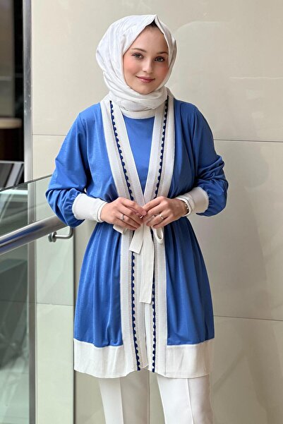 Ghisa Knitwear Rib Detail Belted Inner Outer Double Set