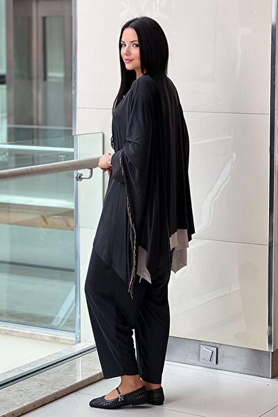 Ghisa Beaded Detailed Bat Sleeve Shirt Underwear Pants 3-Piece Set