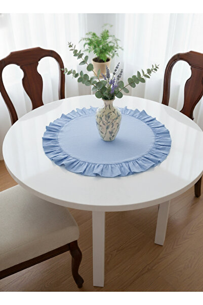 LILYUM Pamuk Polyester Fırfırlı Yuvarlak Runner 60cm