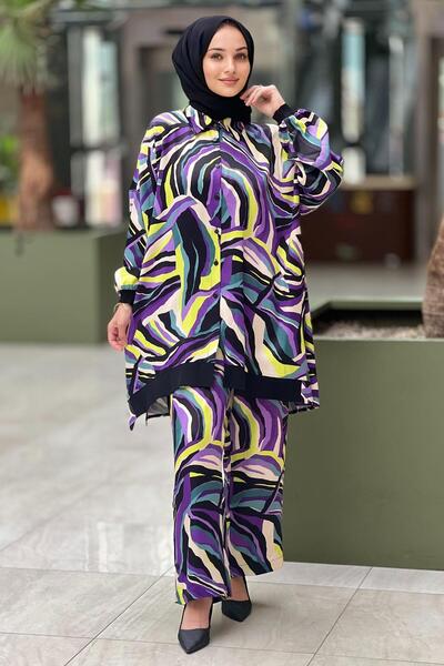 Ghisa Set cămașă și pantaloni cu nervuri colorate