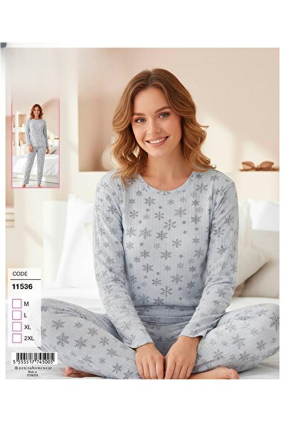 LİLA PİJAMA Cotton Combed Thick Winter Interlock Pajama Set