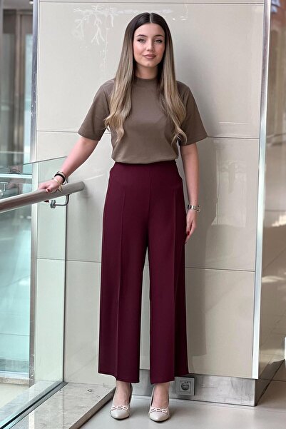 sentez giyim Παντελόνι Sentez με ελαστική πλάτη και φαρδύ πόδι