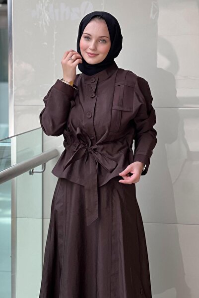 Ceremony Suit with a Jacket and a Skirt with Cage Detailing and Buttons on the Sides