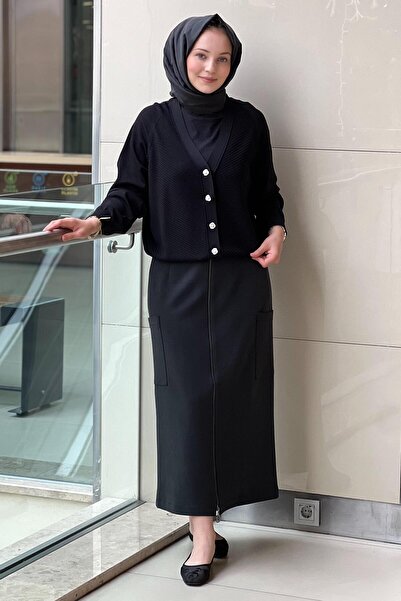 sentez giyim Sentez Pocket Detailed Zippered Skirt