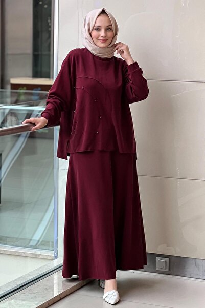 Ceremony طقم تنورة أديل مطرز بالأحجار بتصميم بيضاوي مقطوع