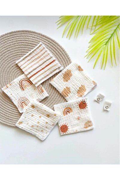 s.t. sebat tekstil 5-Pack Muslin Baby Mouth Wipes, Baby Bib M00750