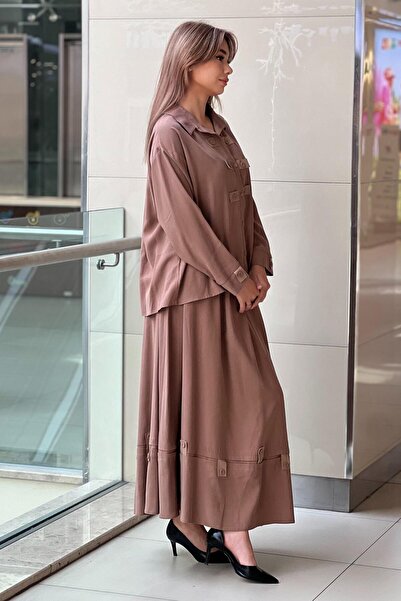 Ceremony Anjelik Patı Leather Detailed Skirt Leather Band Suit