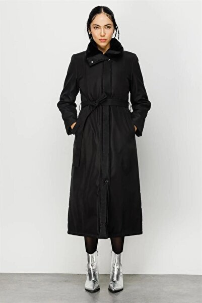 Micca 232562-23K Kürk Yakalı Tüm Beden Dolgu Kapitone Kaplı Spor Mont