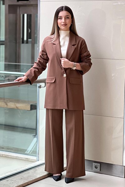 Ceremony Single Button Blazer Steel Jacket Pants Set