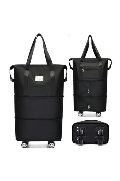 OEM Geantă de voiaj pliabilă cu roți, 36–55L, culoare negra încăpătoare și ușor de transportat