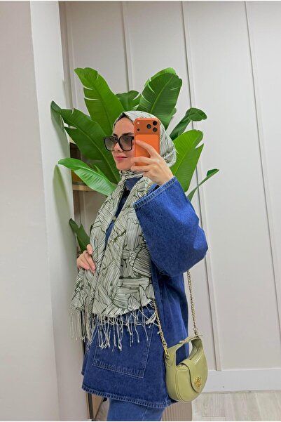 ipekevi Ağaç Kabuğu Desenli İpek Şal Yeşil