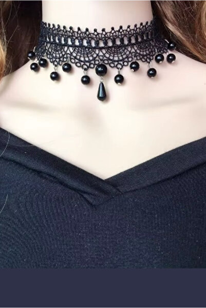 ZETCONCEPT Zet Style “Raven Mourne – Kuzgunun Ağıtı” Siyah Dantel Choker Goti...