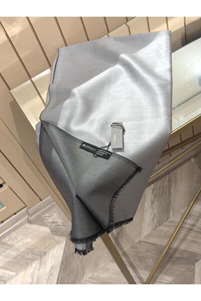 ipekevi Çift Taraflı Kısa Püsküllü İpek Şal Gümüş
