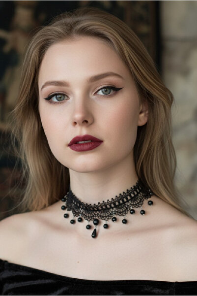 ZETCONCEPT Zet Style “Raven Mourne – Kuzgunun Ağıtı” Siyah Dantel Choker Goti...