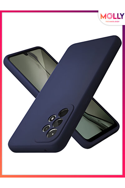 Molly Samsung Galaxy A52 İçin Gece Mavisi Liquid Içi Mat Kadife Silikon Kılıf