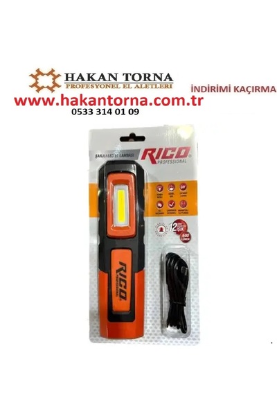 Rico Mıknatıslı Şarjlı Ledli El Feneri 600 Lümen Lambası Spor Kamp Fener SOS ...