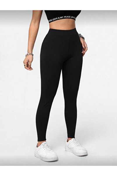 LUVIENNA Γυναικείο ψηλόμεσο μαύρο βασικό αθλητικό κολάν