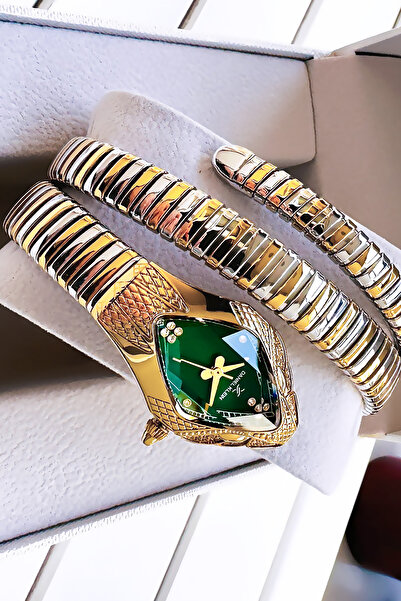 Daniel Klein Yılanlı Model Kadın Kol Saati, Su Geçirmez Gold Gümüş Çelik Kordon - Bileklik Hediye GDKB2012C3