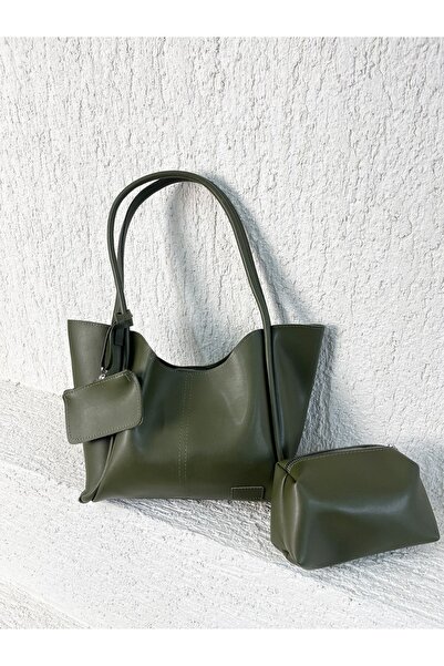bahwar Khaki Green Classic Shoulder Bag