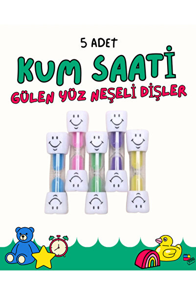 AYMAGNET 5 Adet 9 cm Boyunda Kum Saati Gülen Yüz Neşeli Dişler 1 Dakikalık Ku...