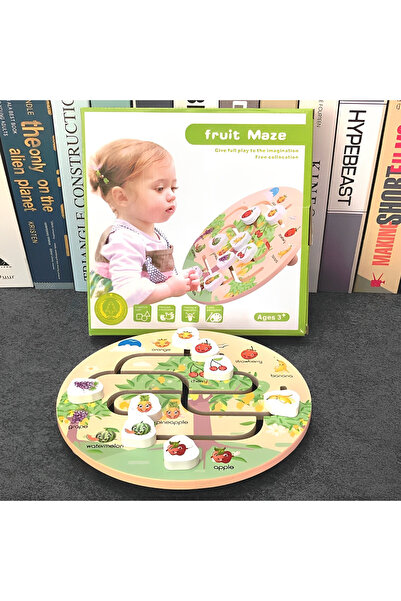 TEONA CONCEPT Jucărie educativă Montessori - Labirint de fructe din lemn pent...