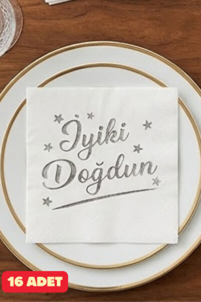 Baloncu Nene Gümüş İyiki Doğdun Desenli Peçete Doğum Günü İyiki Doğdun Desenl...
