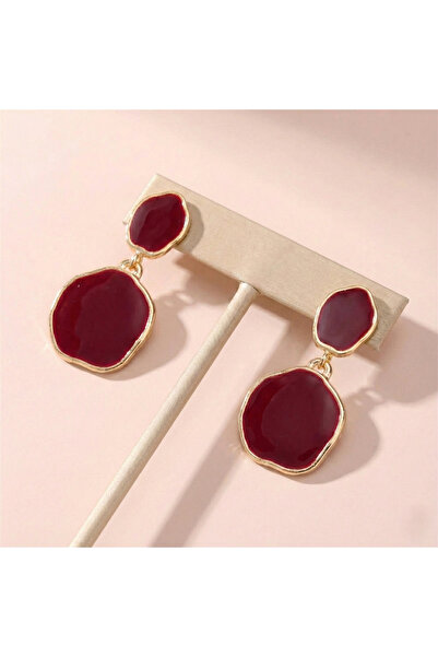 Candy Nuveria Bordo Mineli Sallantılı Küpe