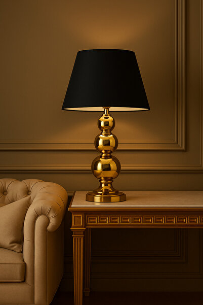Lampada Milano Gold Kaplama Metal Abajur - Siyah