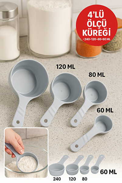 Open Home Concept مجموعة مغارف قياس مكونة من 4 قطع 240-120-80-60 مل |   ملعقة قياس للدقيق والسكر والتوابل |   تحضير العجين في المطبخ