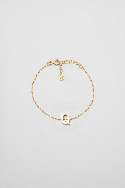 So CHIC... My Story Q Harfi 18 Ayar Sarı Altın Kaplama 18 Cm Gümüş Bileklik