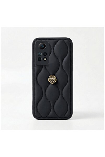 Zebana Xiaomi Redmi Note 12 Pro 4G Uyumlu Kılıf Zebana Camellia Deri Kılıf Siyah