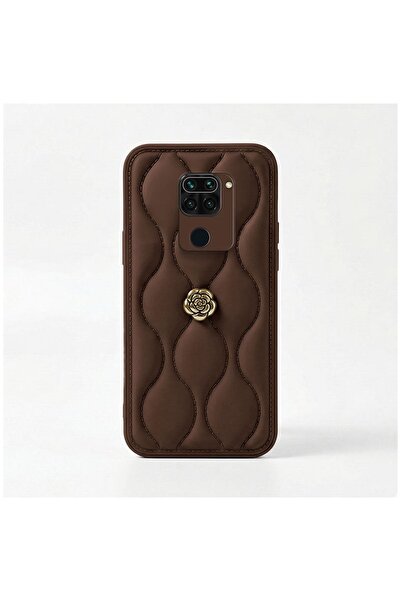 Zebana Xiaomi Redmi Note 9 Uyumlu Kılıf Zebana Camellia Deri Kılıf Kahverengi