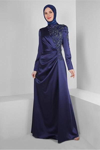 Alvina Rochie de seară din satin cu guler KRUVAZE 50358