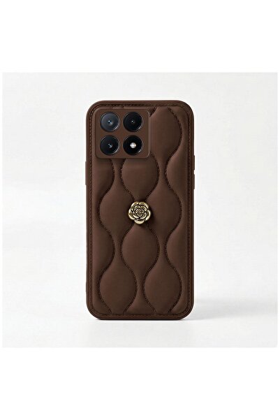 Zebana Xiaomi Poco X6 Pro 5g Compatible Case Zebana Camellia Leather Case Brown