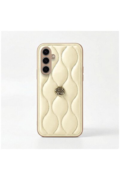 Zebana Samsung Galaxy S25 Compatible Case Zebana Camellia Leather Case Beige