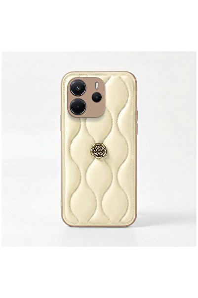 Zebana Xiaomi Redmi Note 14 Compatible Case Zebana Camellia Leather Case Beige